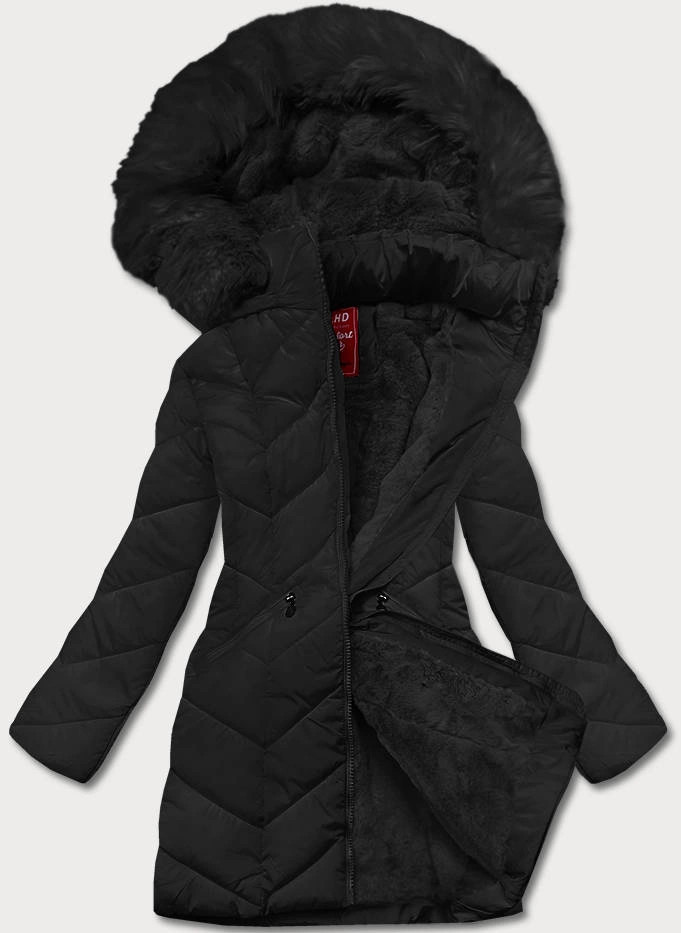 Čierna dámska zimná bunda s kapucňou (2m-21308) odstíny černé XXL (44)