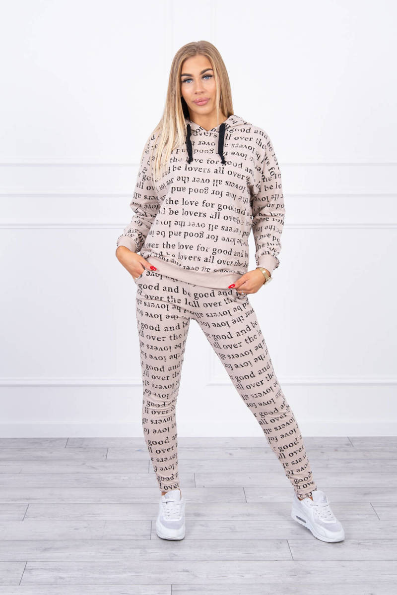 Dámska súprava s potlačou 20929 béžová - Kesi one size