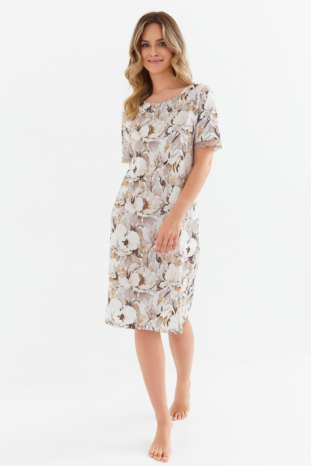 Dámska nočná košeľa Cana 419 w/r 2XL květiny-taupe XXL