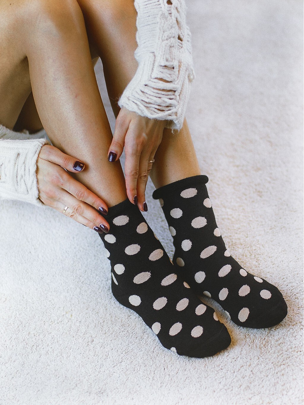 Dámske ponožky Milena 0118-007 Non-pressing, Polka dots, froté 37-41 Béžová 37-41