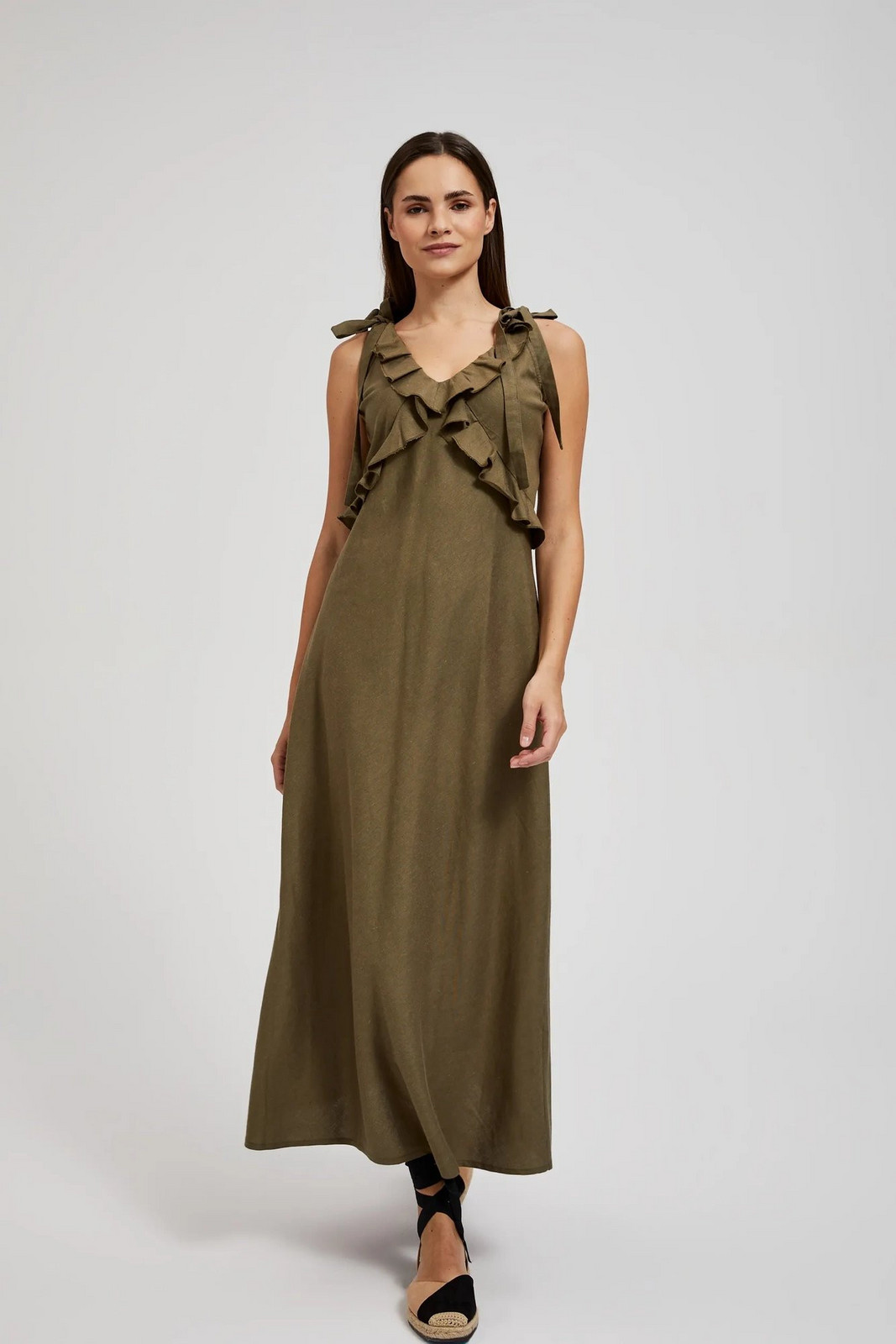 Dámske šaty s volánmi MOODO - khaki XS