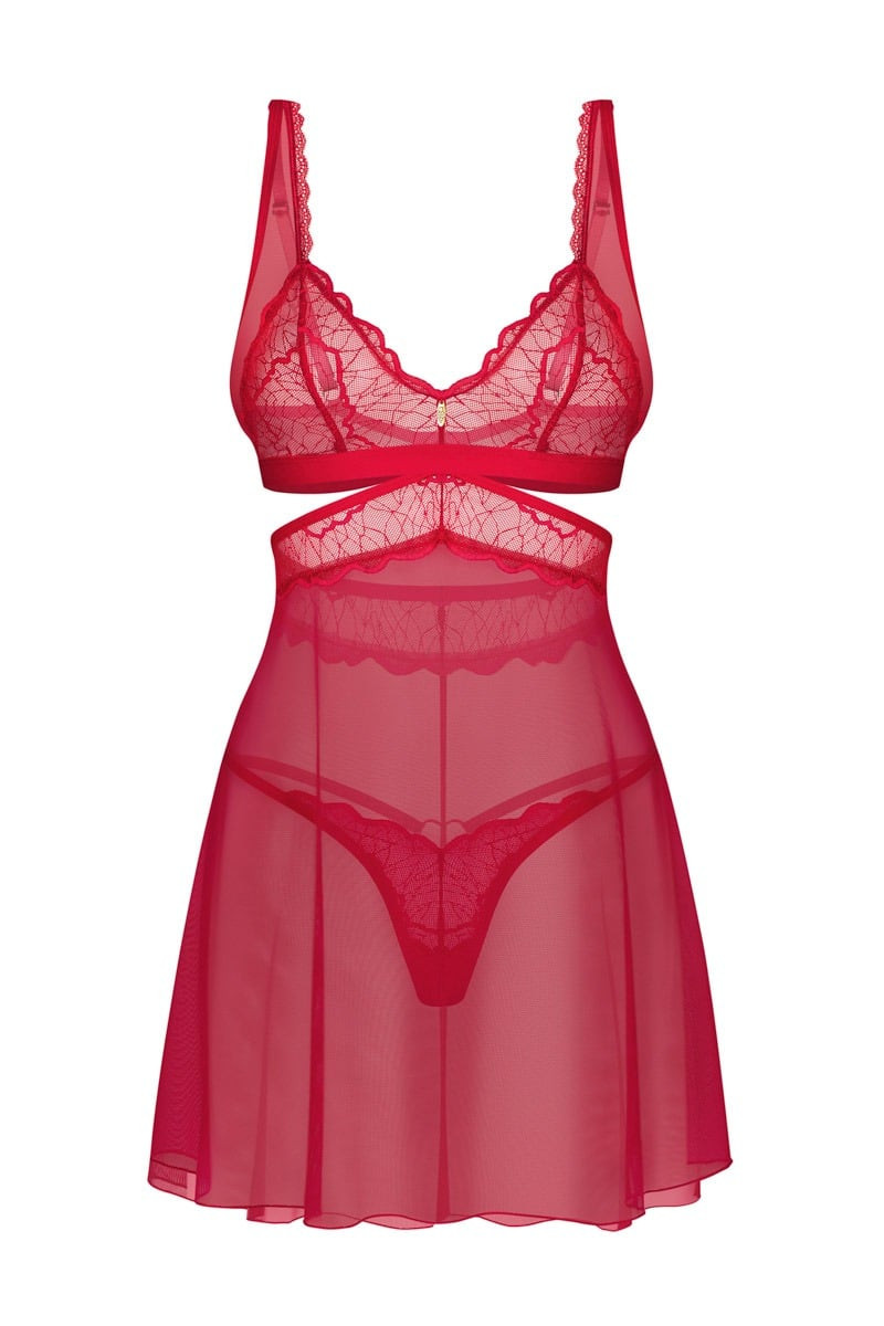 Červená babydoll košieľka Cupide Desir