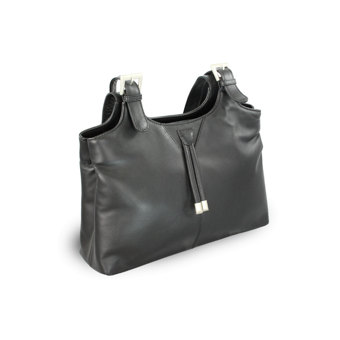 Kožená zipsová kabelka Arwel 7019 - čierna