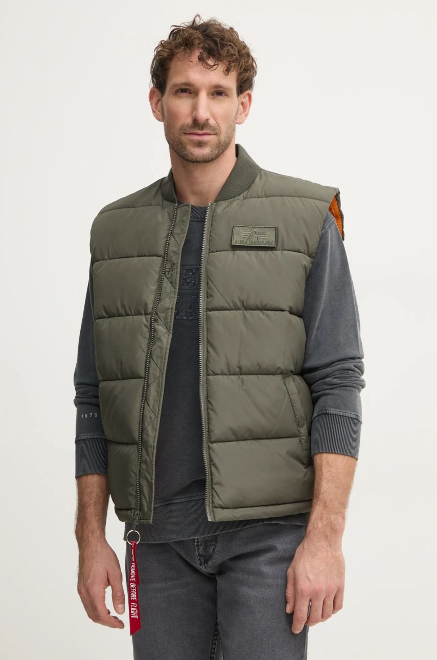 Vesta Alpha Industries Puffer Vest LW 118109 142 pánska, zelená farba, prechodná