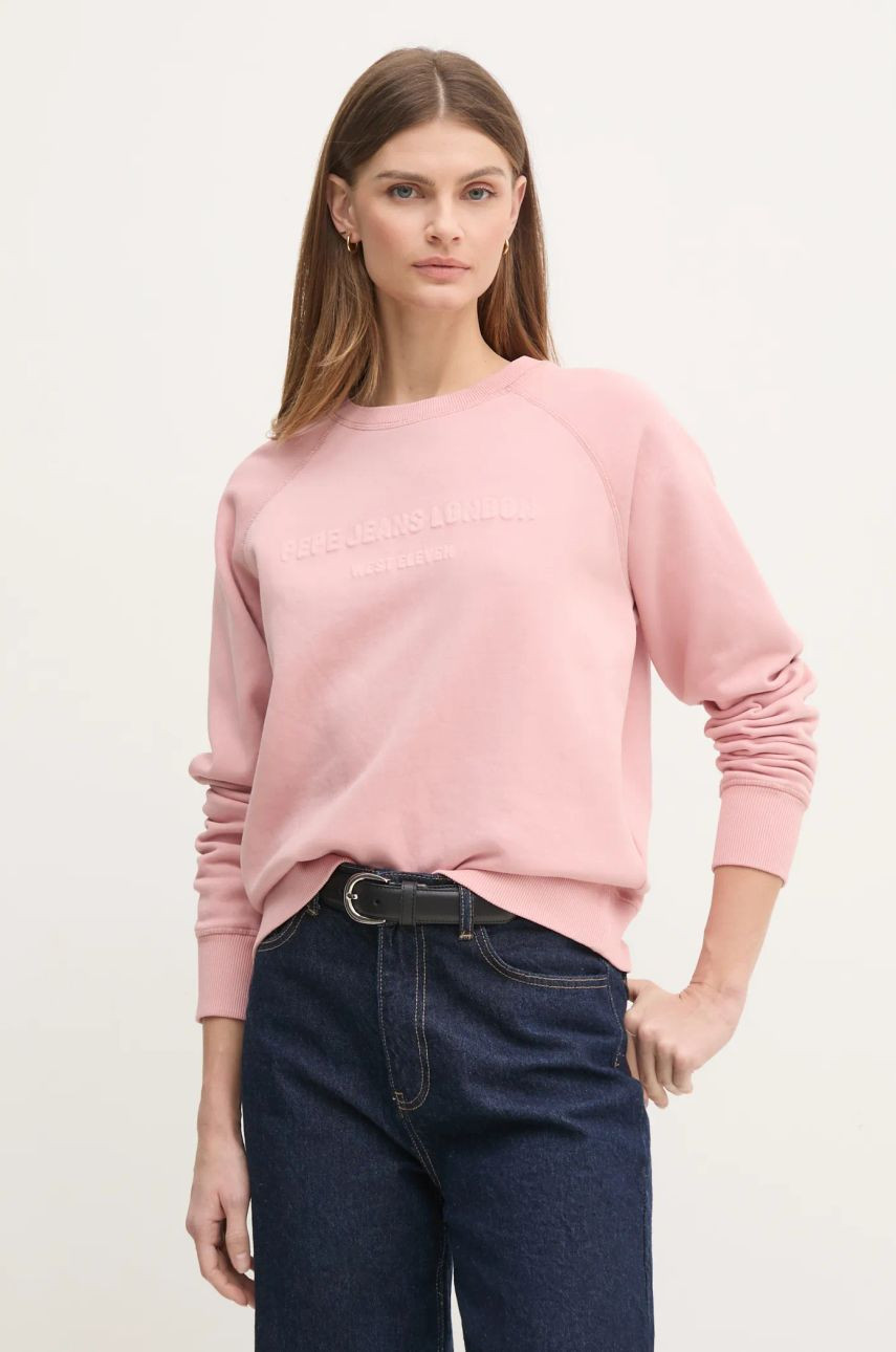 Mikina Pepe Jeans LINDY dámska, ružová farba, s potlačou, PL581468