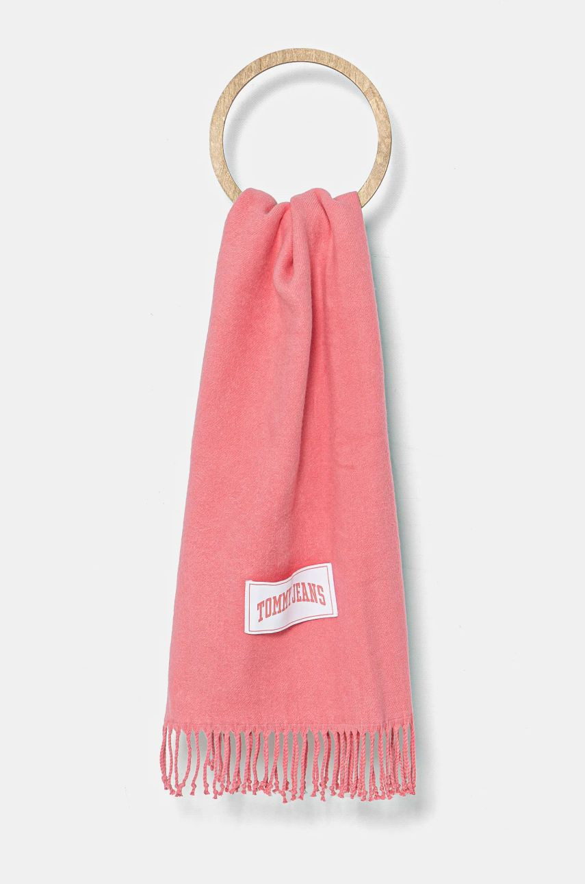 Šál Tommy Jeans dámsky, ružová farba, jednofarebný, AW0AW16997