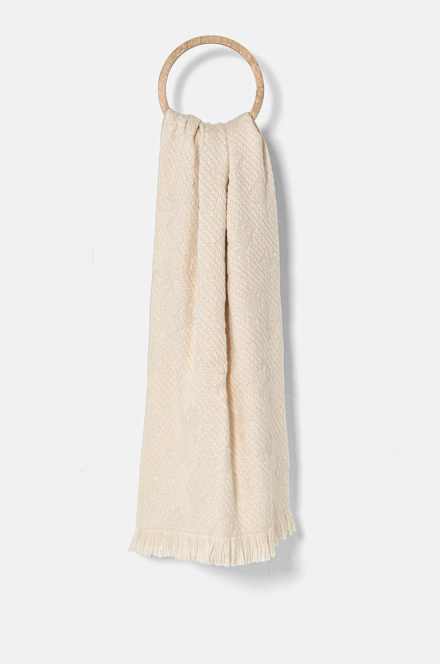 Šál Tommy Hilfiger dámsky, béžová farba, AW0AW16853