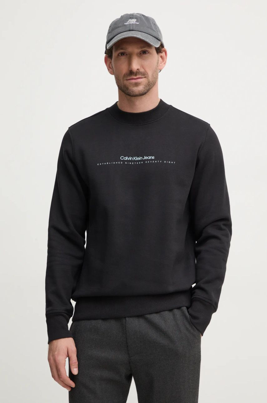 Mikina Calvin Klein Jeans pánska, čierna farba, s potlačou, J30J327119