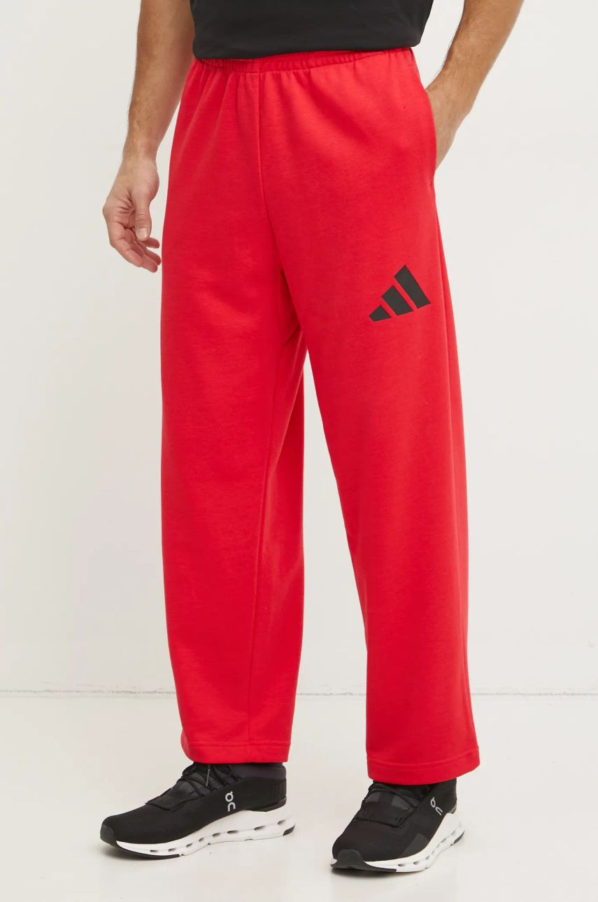 Tepláky adidas Essentials červená farba, jednofarebné, JF3601