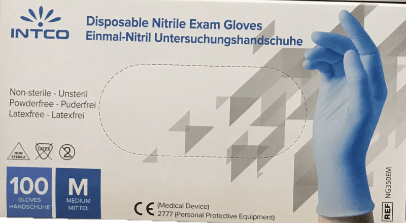 Intco Nitrilové medicínske rukavice bez púdru M, 100ks