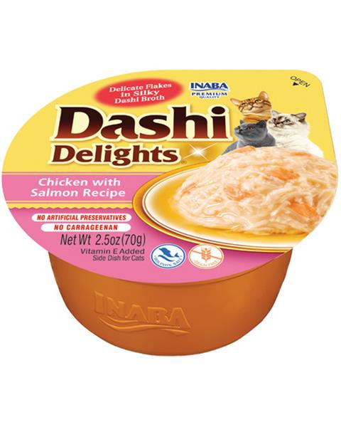Inaba Dashi Delights cat Kura s lososom vo vaničke pre mačky 6x70g