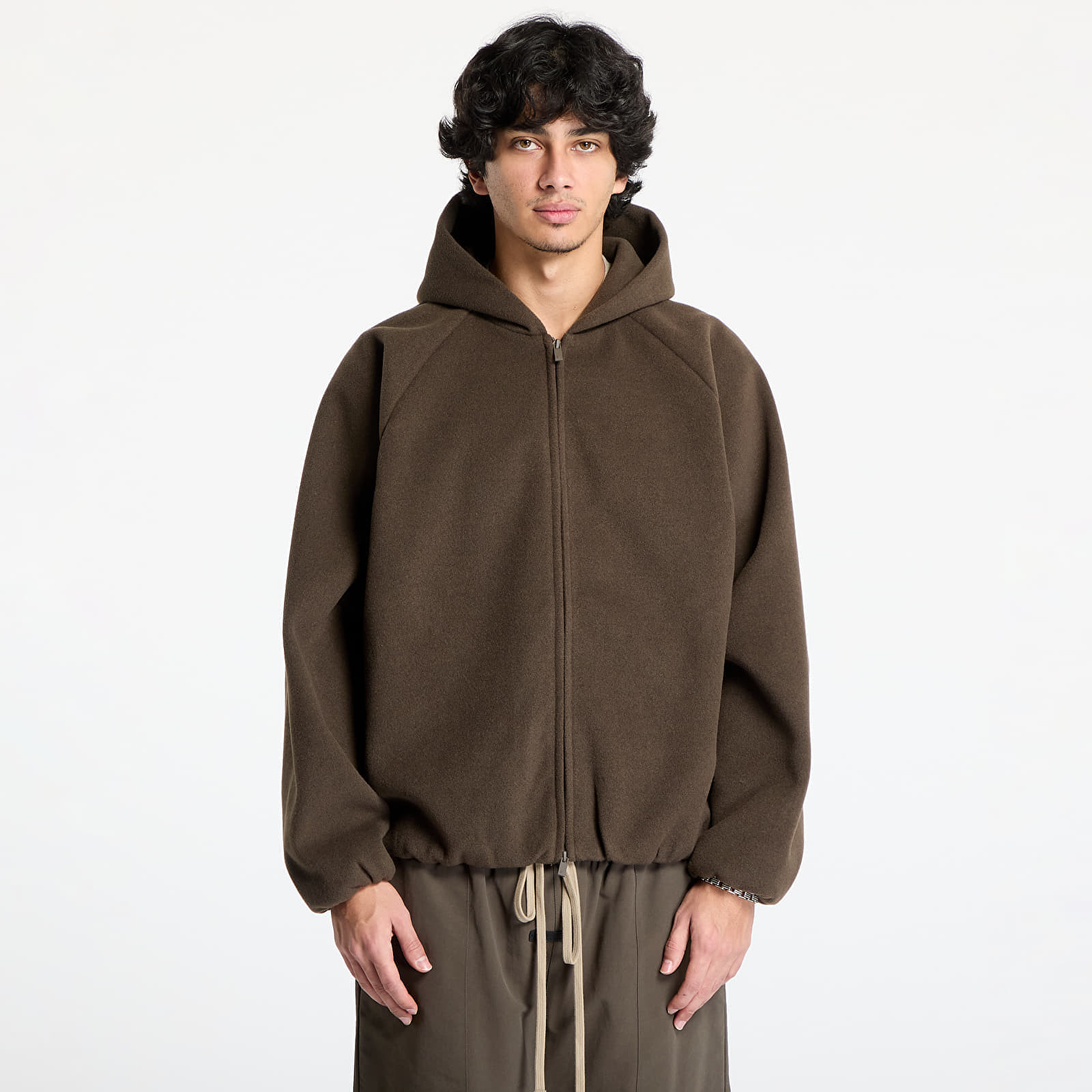 Bunda Fear Of God ESSENTIALS Brushed Hooded Bomber Brown S