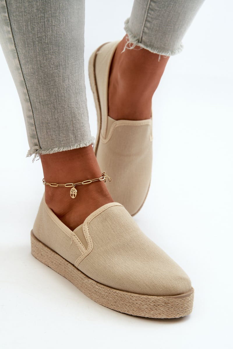 PE1 Dámske béžové espadrilky na platforme Naloenma