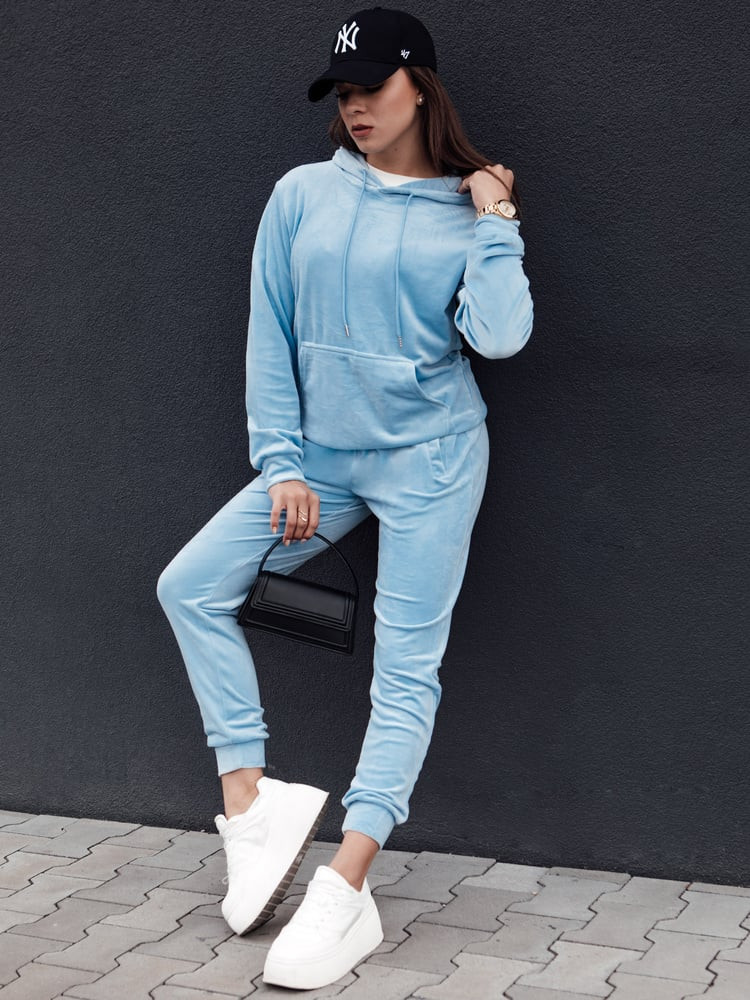 Komplet damski welurowy RELAX FIT błękitny Dstreet