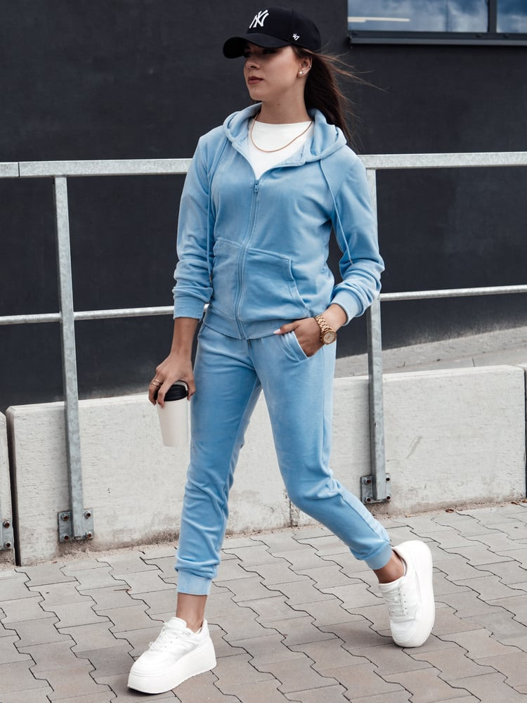 Komplet damski welurowy VELCOMFY błękitny Dstreet