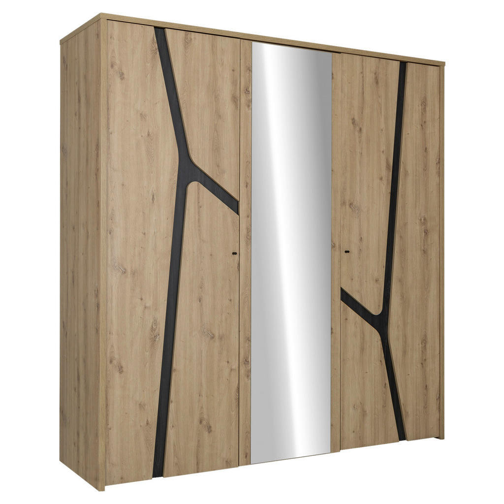 MID.YOU SKRIŇA S OTOČNÝMI DVERAMI, dub artisan, tmavý dub, 200/210/60 cm