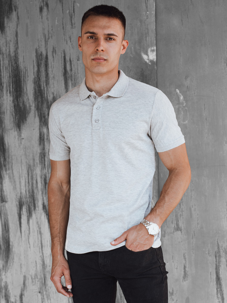 Pánske svetlo šedé polo tričko Dstreet PX0597 M