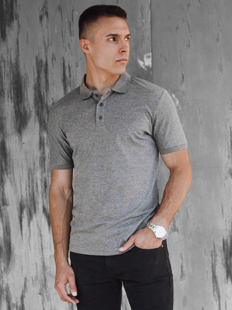Pánske tmavosivé polo tričko Dstreet PX0602 M