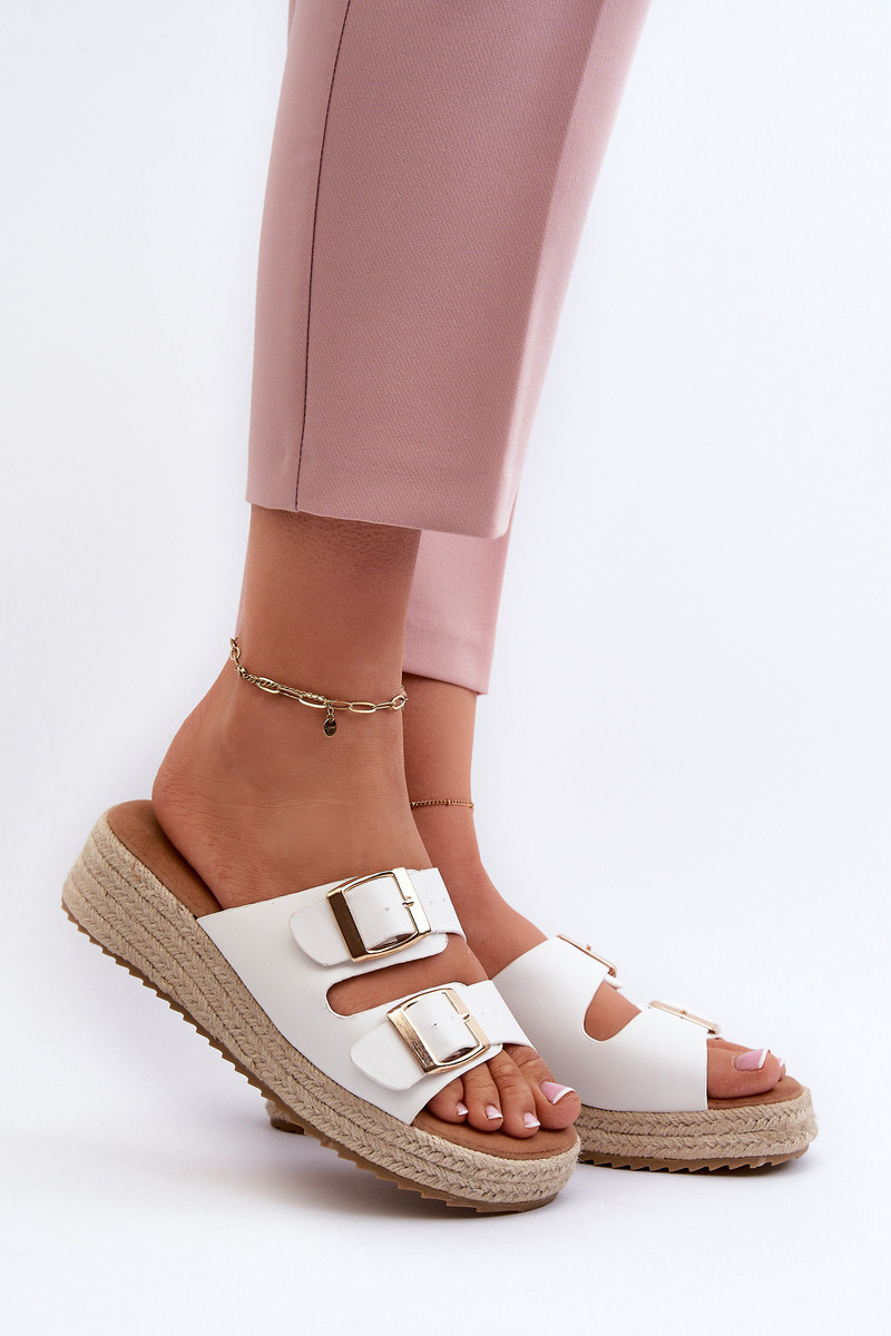 Dámske papuče s opletenou ekokožou, biele Zaloemi 39