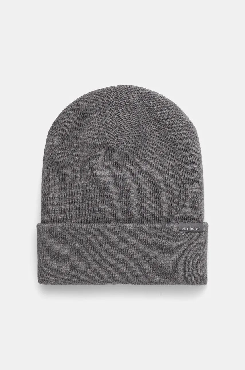 Čiapka Hollister Co. šedá farba, KI312-4035