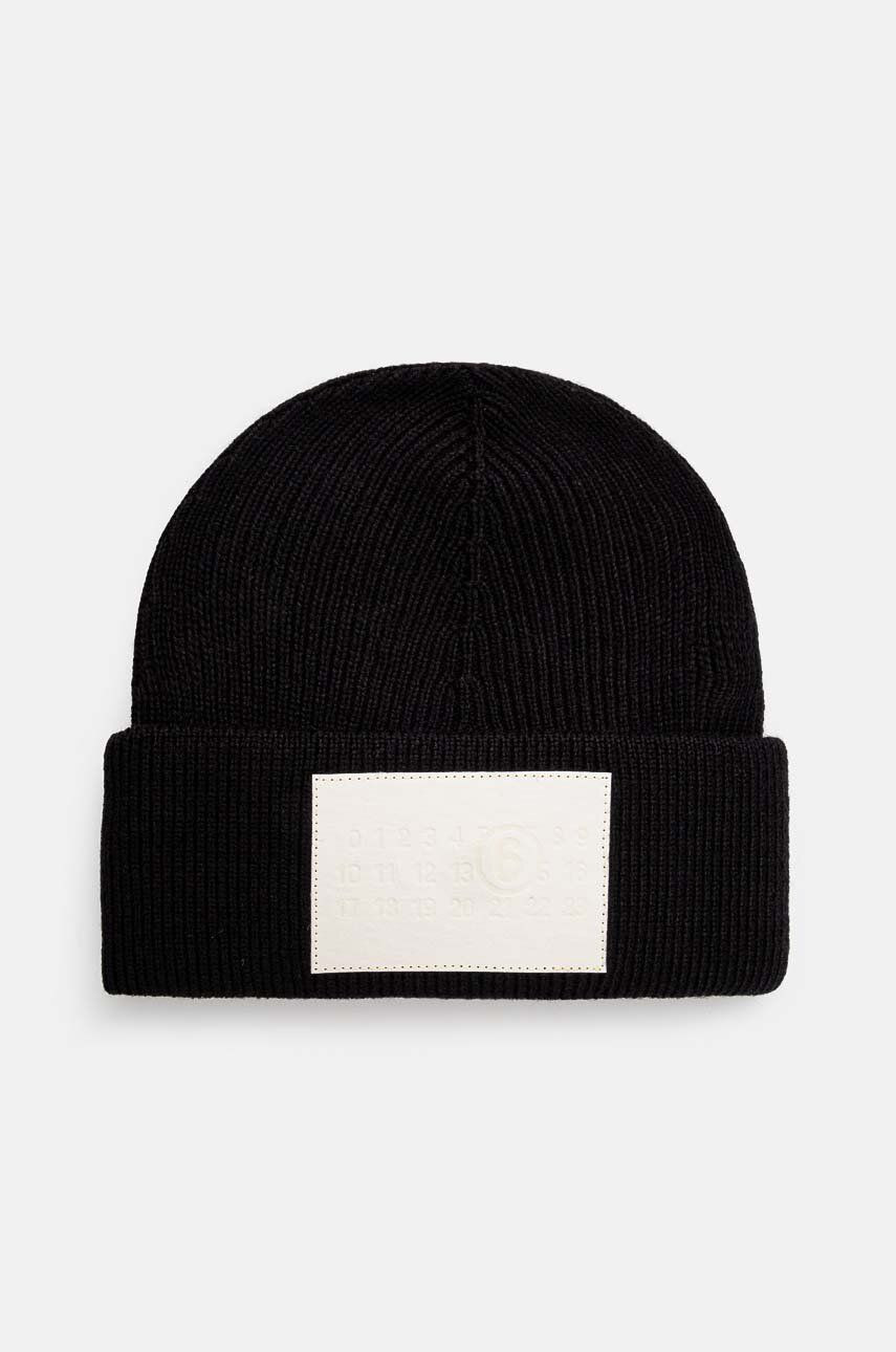 Vlnená čiapka MM6 Maison Margiela čierna farba, vlnená, S52TB0004.M13036