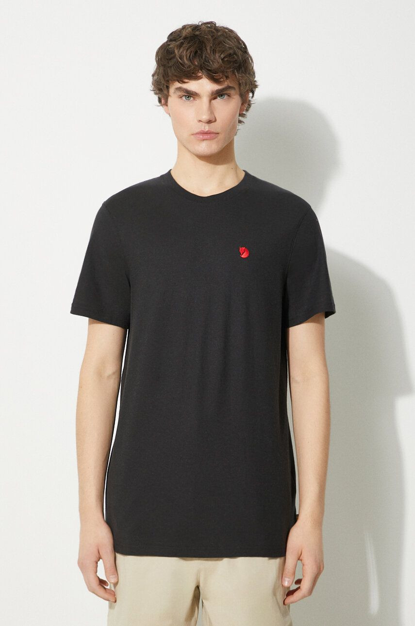 Tričko Fjallraven Hemp Blend T-shirt M pánské, čierna farba, s nášivkou, F12600215.550