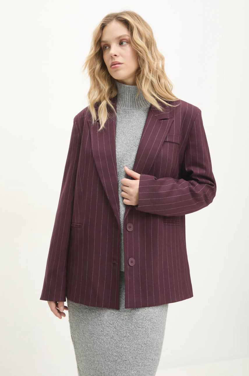 Sako Answear Lab fialová farba, jednoradová, vzorovaná