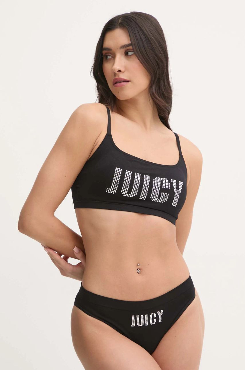 Súprava Juicy Couture JUICY SLOGAN BRALETTE čierna farba, JCTUS125957