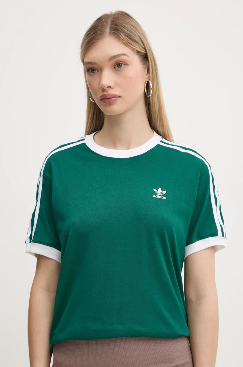 Tričko adidas Originals 3-Stripes dámske, zelená farba, JD4571