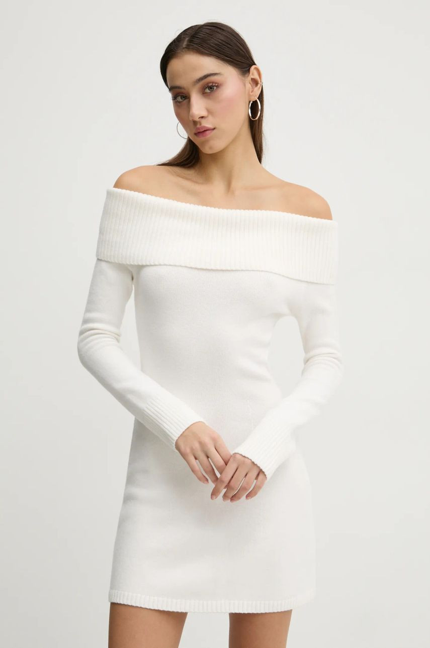 Šaty Hollister Co. béžová farba, mini, priliehavá, KI359-4292
