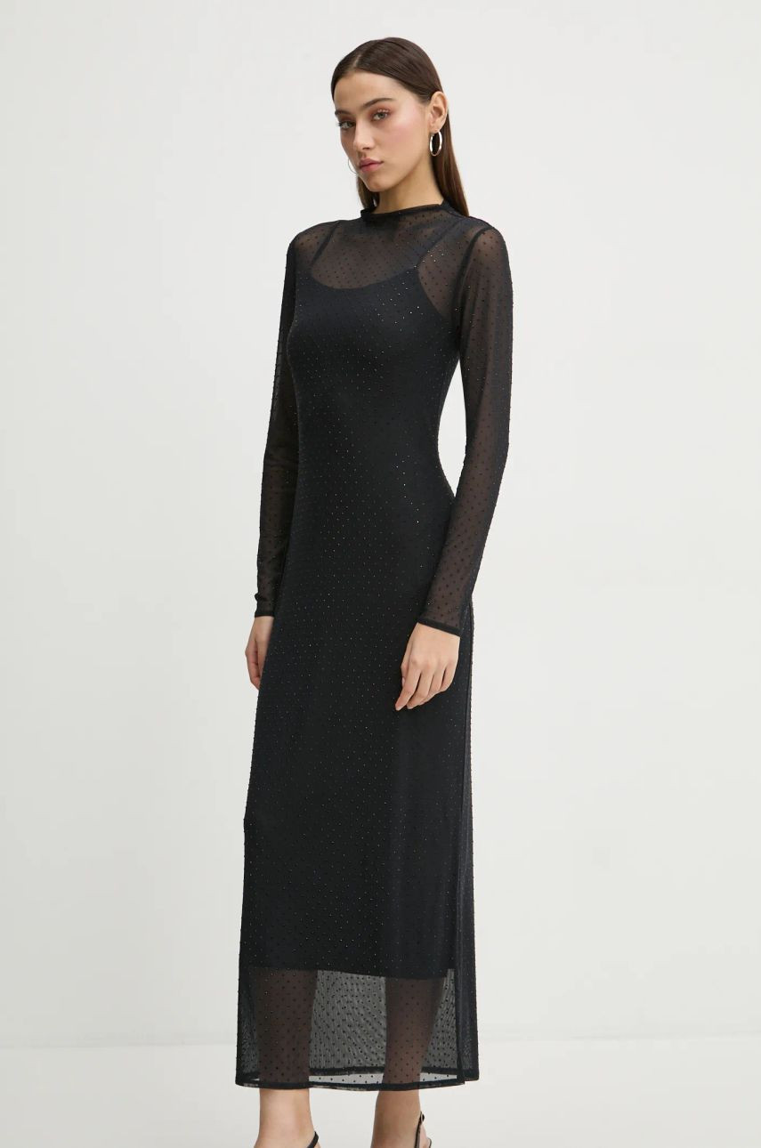 Šaty Abercrombie & Fitch čierna farba, maxi, priliehavá, KI159-5081