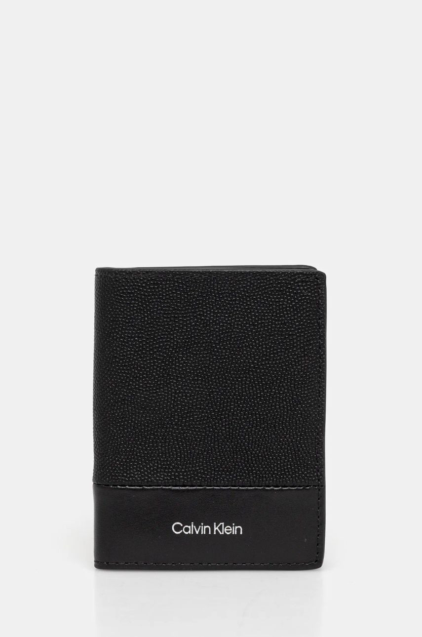 Kožená peňaženka Calvin Klein pánska, čierna farba, K50K512679