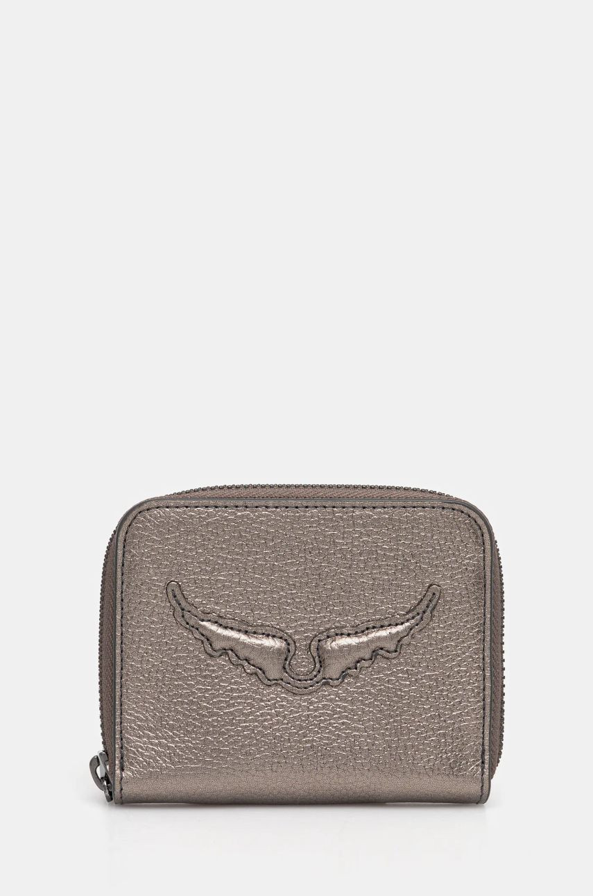 Kožená peňaženka ZADIG&VOLTAIRE dámska, strieborná farba, LWSG01268