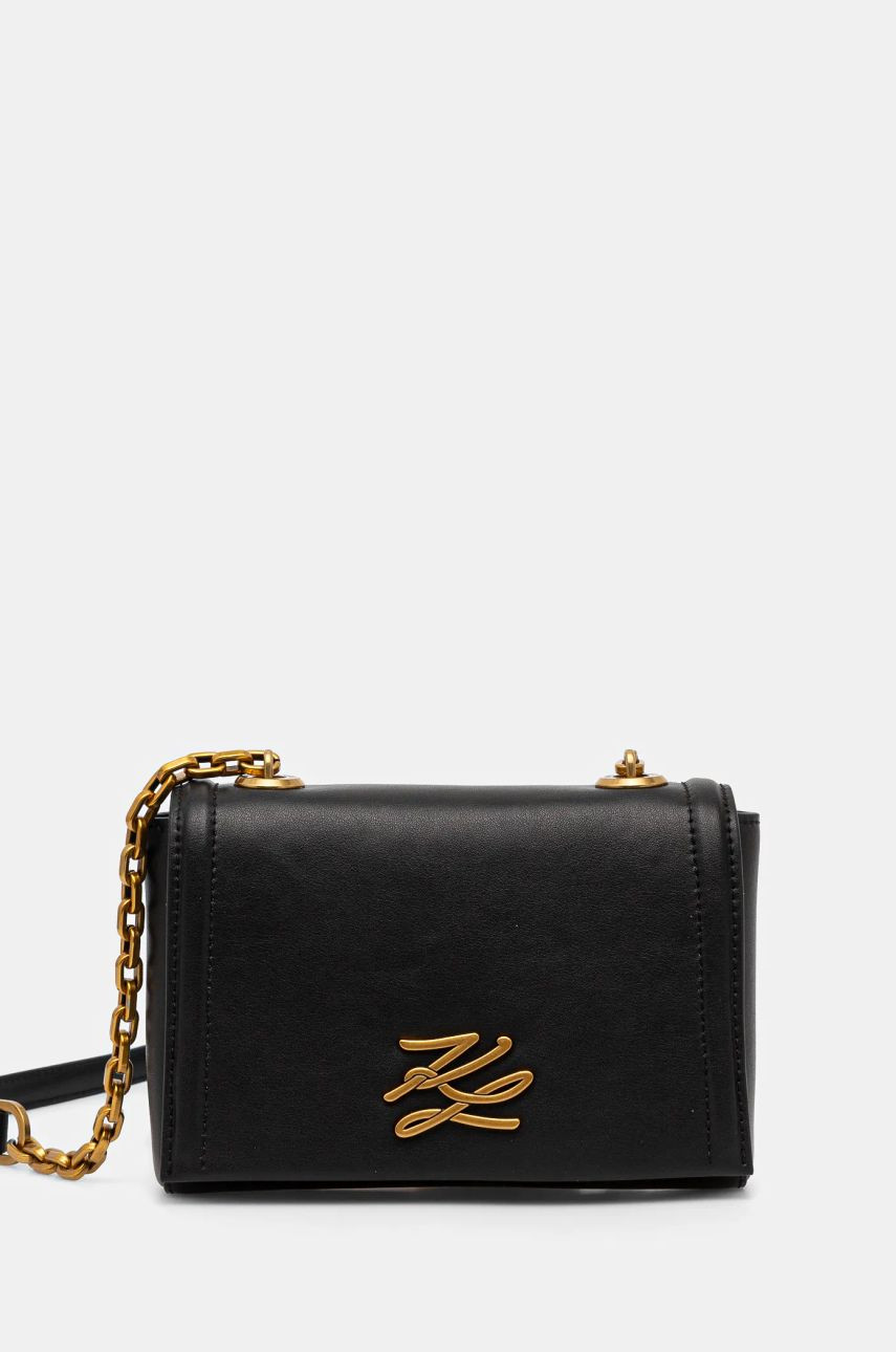 Kožená kabelka Karl Lagerfeld čierna farba, A1W30174