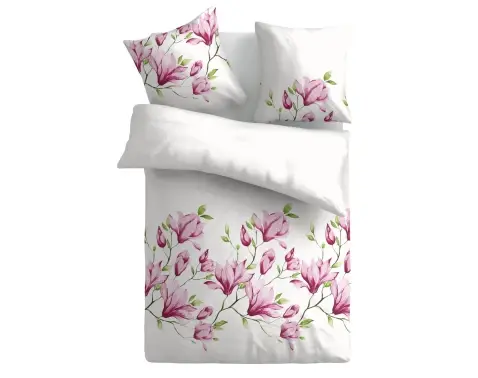 Obliečky Emerald 200x200 cm, biele s ružovými kvetmi%