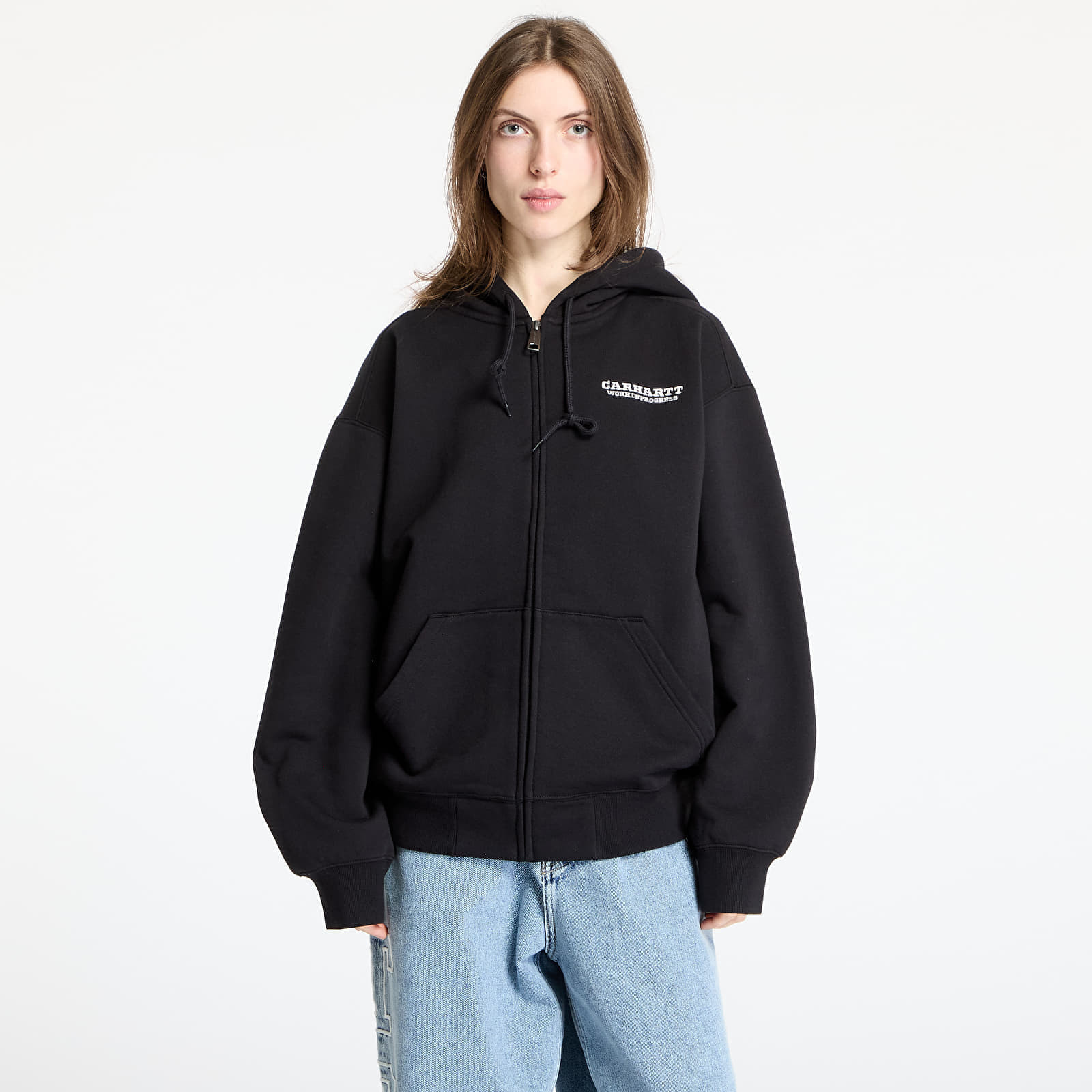 Mikina Carhartt WIP Hooded Runaway Sweat Jacket UNISEX Black/ Wax Stone Washed XL
