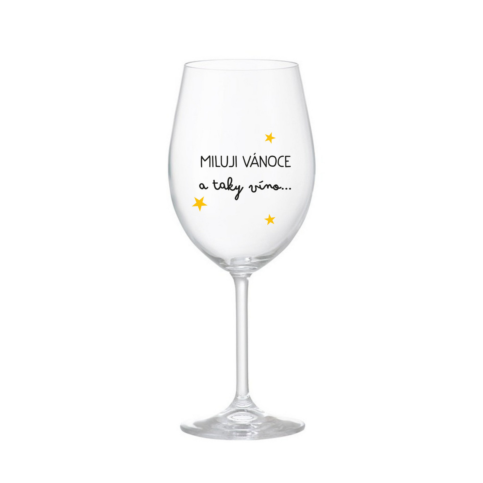 MILUJI VÁNOCE A TAKY VÍNO - čirá sklenice na víno 350 ml