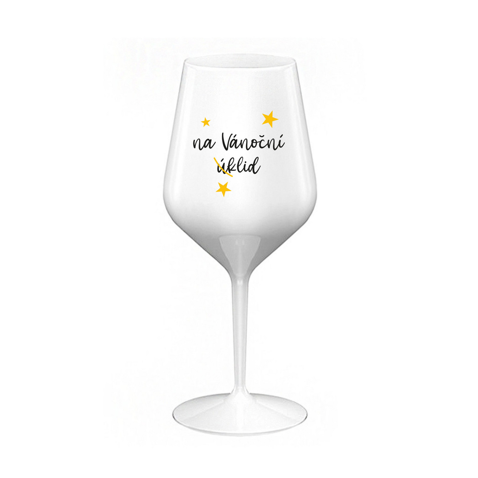 NA VÁNOČNÍ ÚKLID - bílá nerozbitná sklenice na víno 470 ml