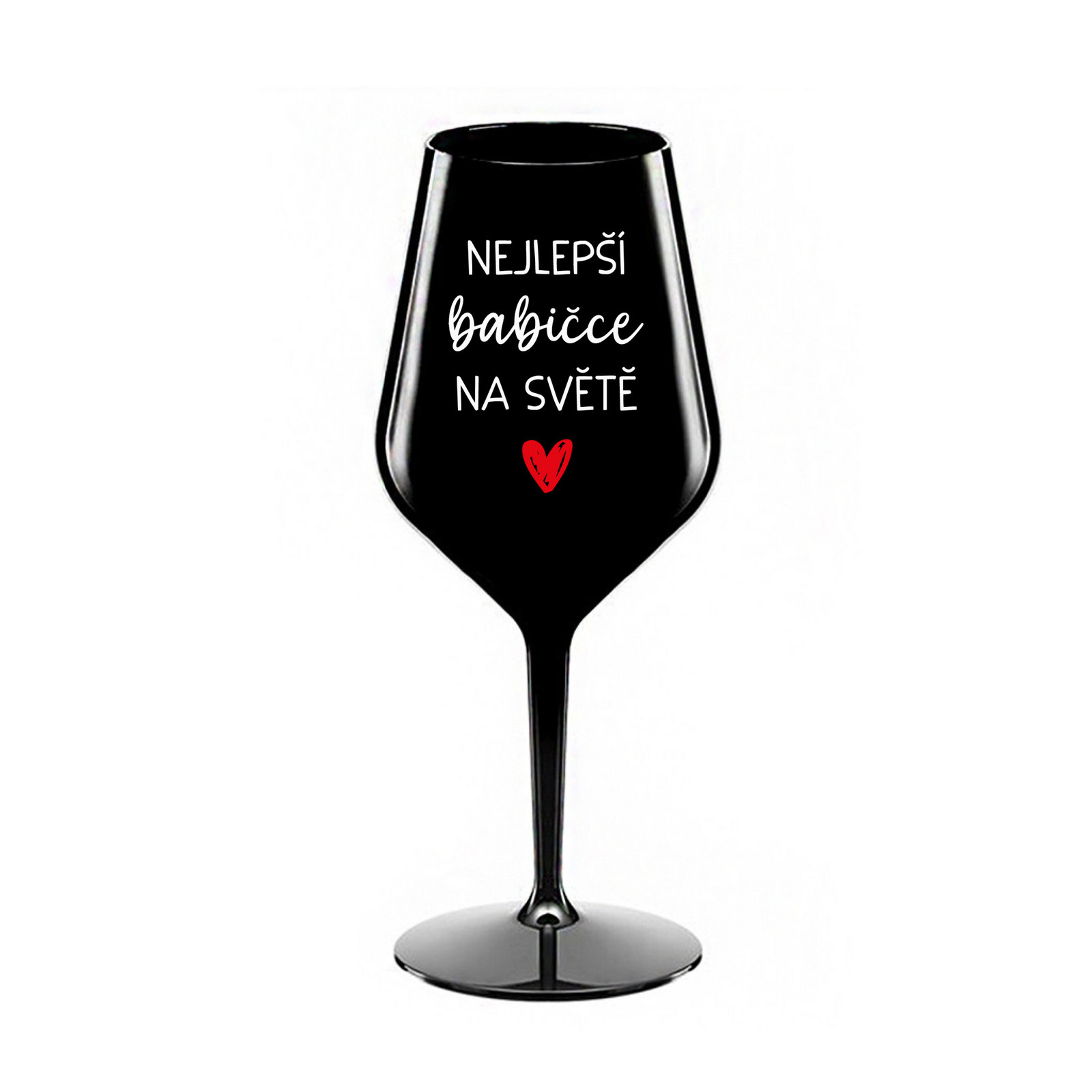 NEJLEPŠÍ BABIČKA NA SVĚTĚ - černá nerozbitná sklenice na víno 470 ml