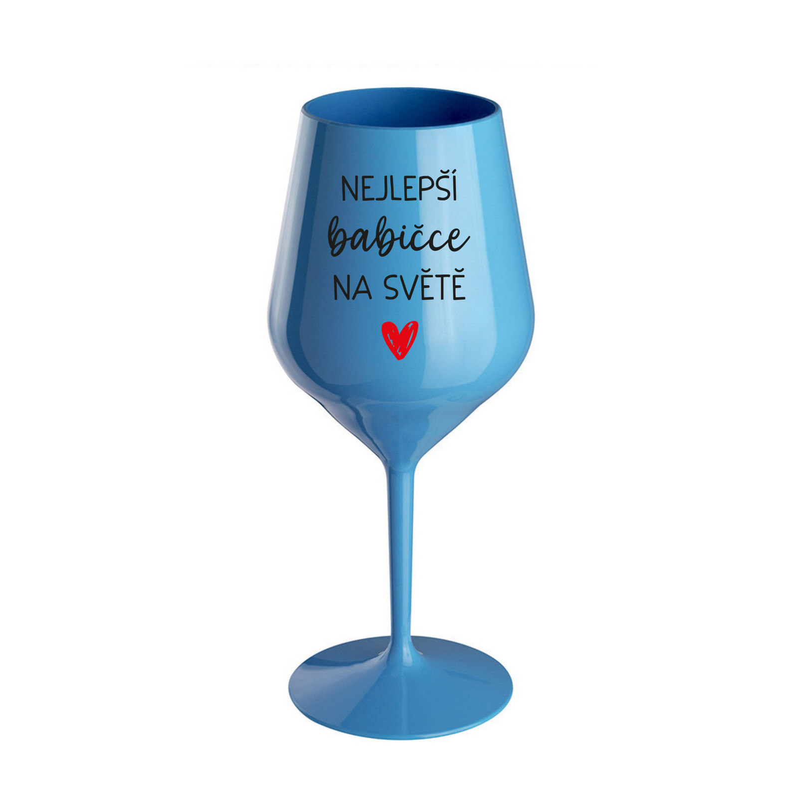 NEJLEPŠÍ BABIČKA NA SVĚTĚ - modrá nerozbitná sklenice na víno 470 ml