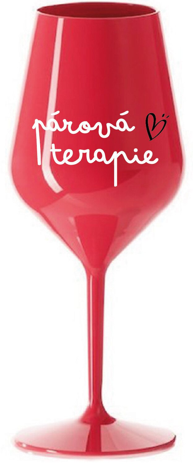 PÁROVÁ TERAPIE - červená nerozbitná sklenice na víno 470 ml