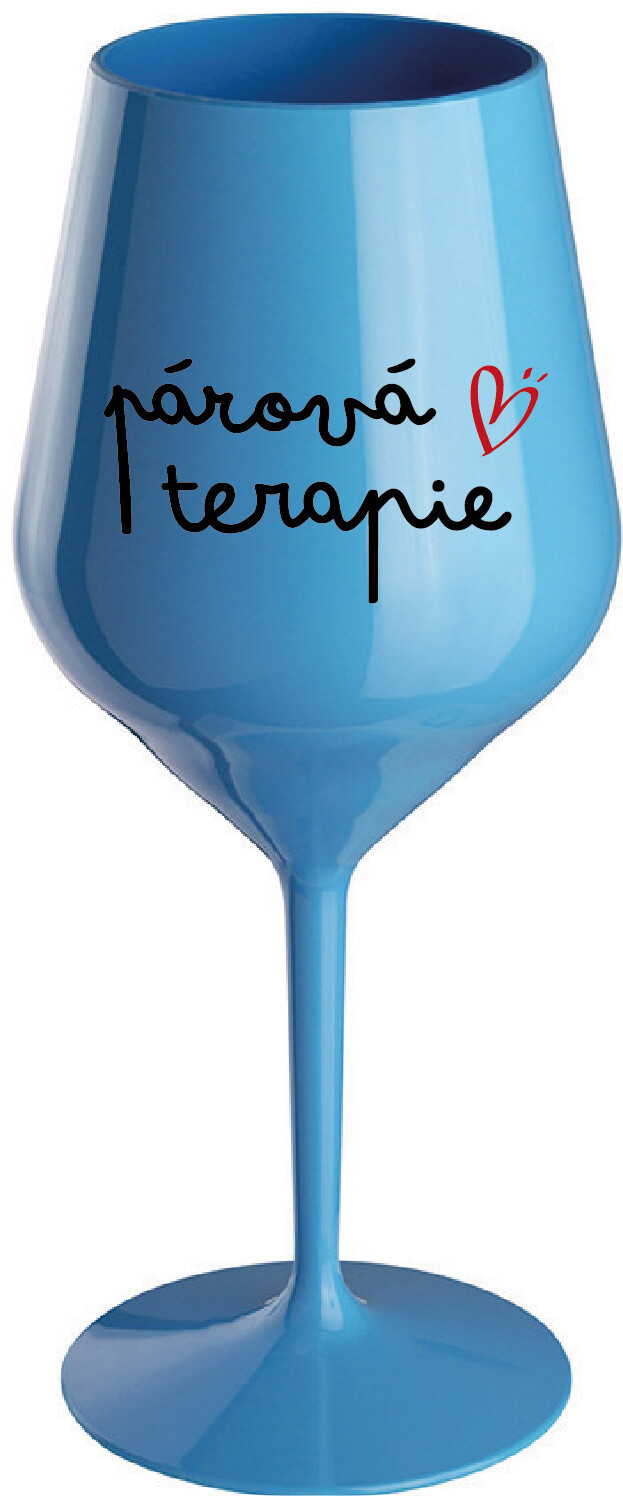PÁROVÁ TERAPIE - modrá nerozbitná sklenice na víno 470 ml