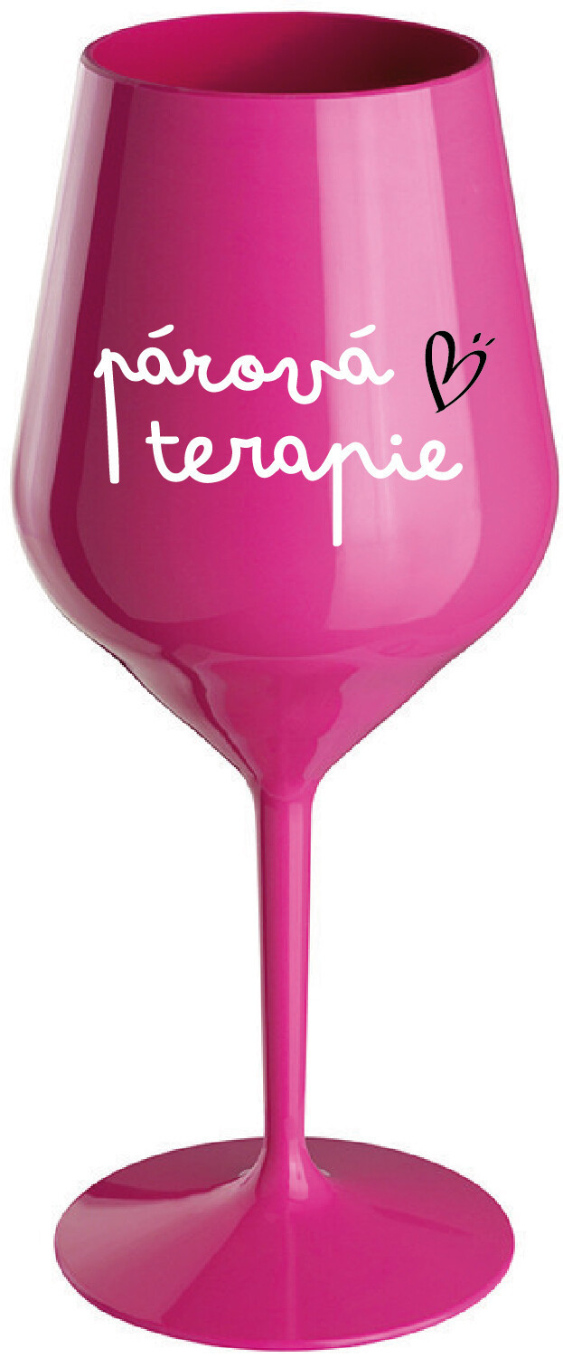 PÁROVÁ TERAPIE - růžová nerozbitná sklenice na víno 470 ml