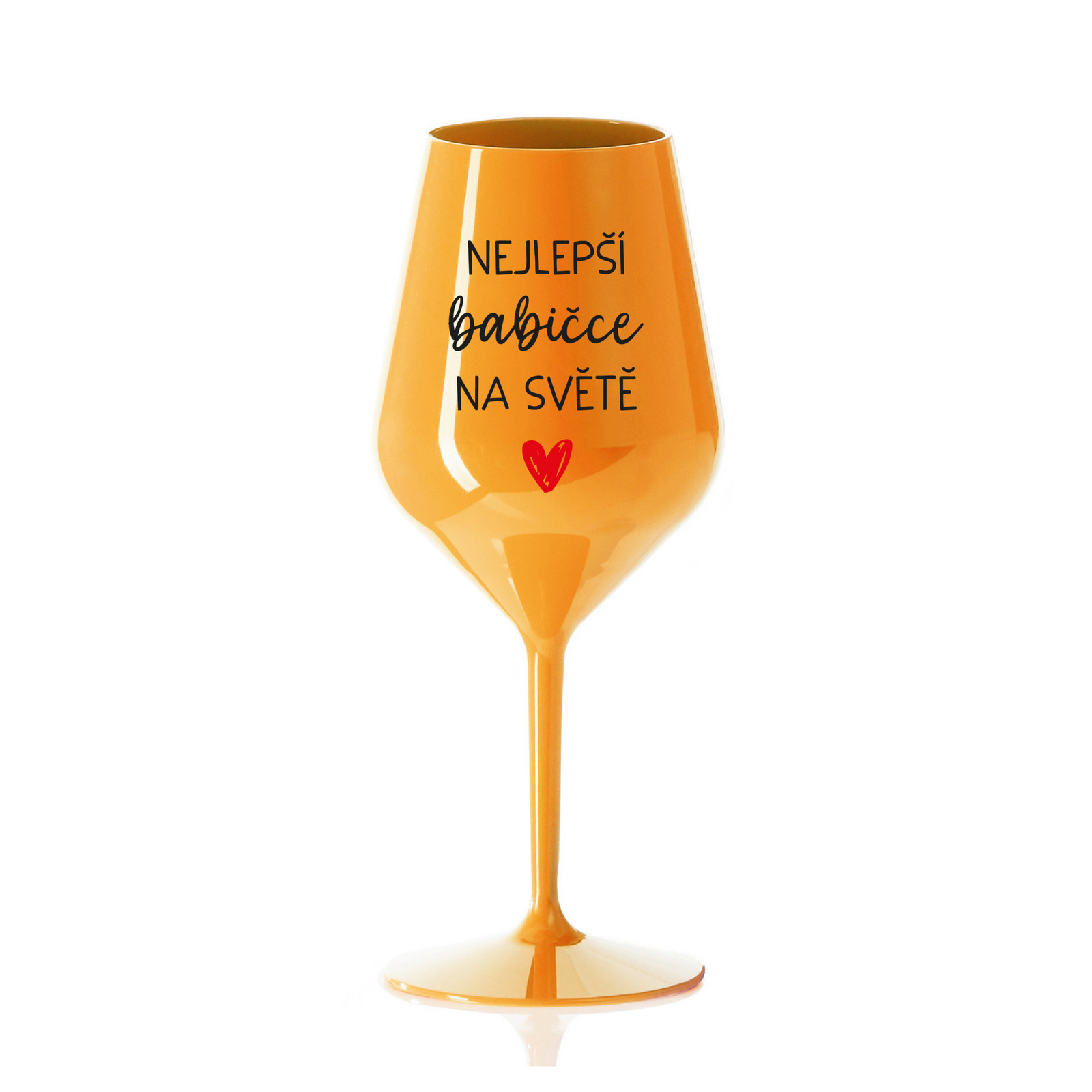 NEJLEPŠÍ BABIČKA NA SVĚTĚ - oranžová nerozbitná sklenice na víno 470 ml