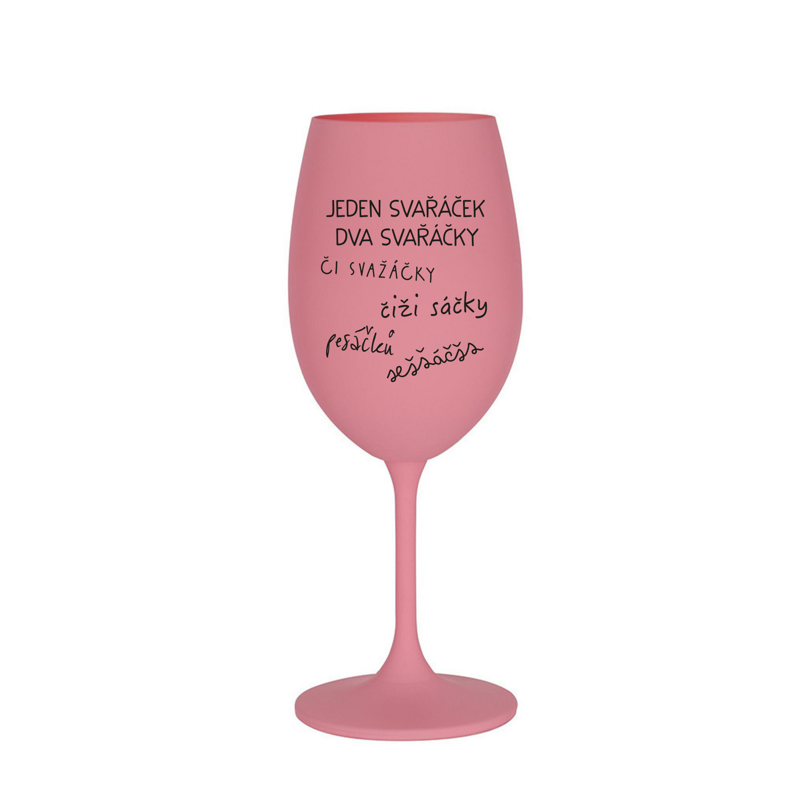 SVAŘÁČEK - růžová sklenice na víno 350 ml
