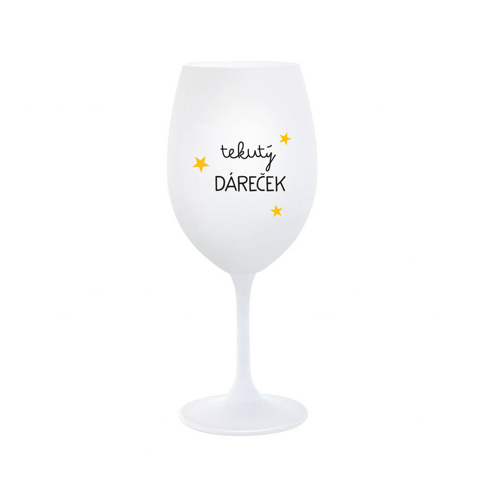 TEKUTÝ DÁREČEK - bílá  sklenice na víno 350 ml