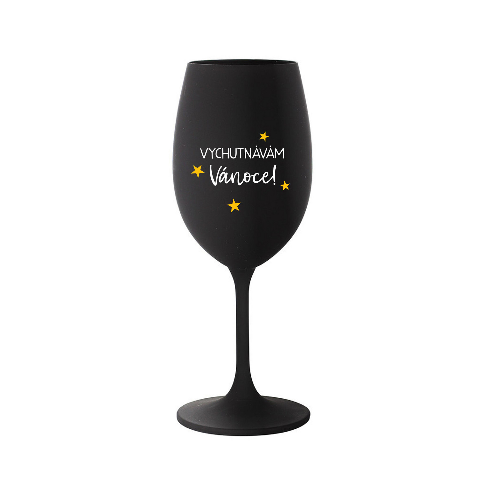 VYCHUTNÁVÁM SI VÁNOCE - černá sklenice na víno 350 ml