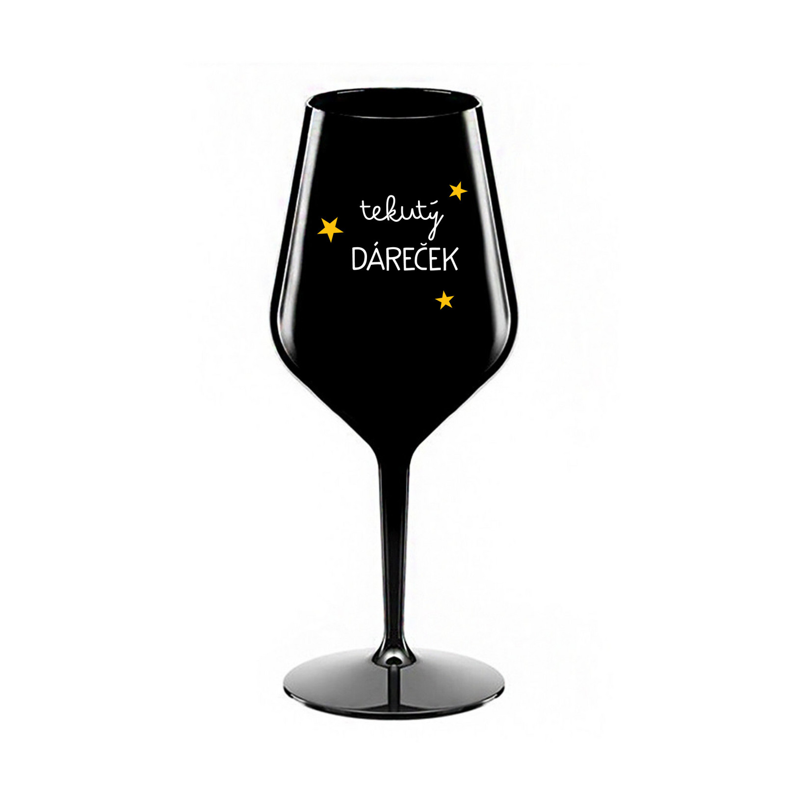 TEKUTÝ DÁREČEK - černá nerozbitná sklenice na víno 470 ml