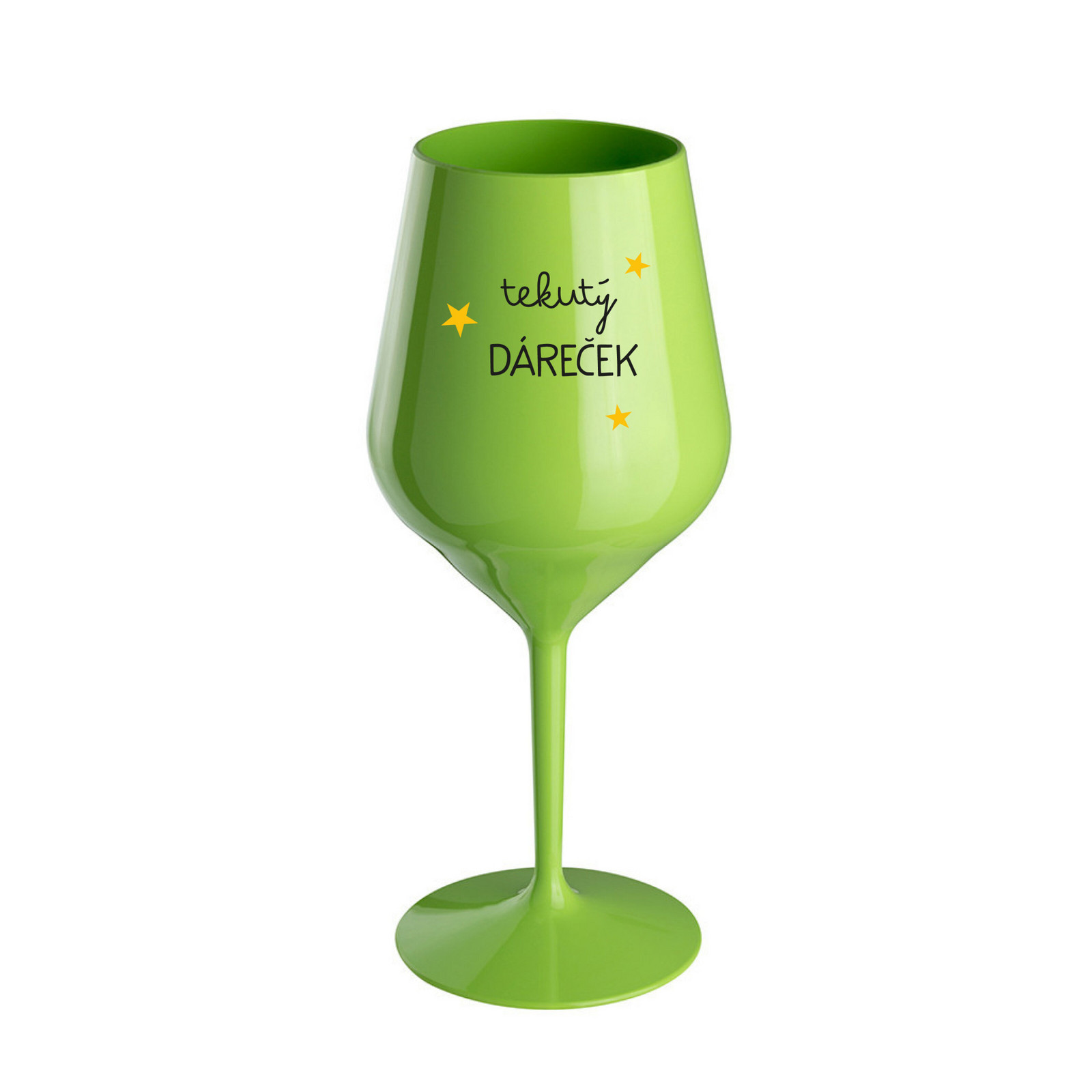 TEKUTÝ DÁREČEK - zelená nerozbitná sklenice na víno 470 ml