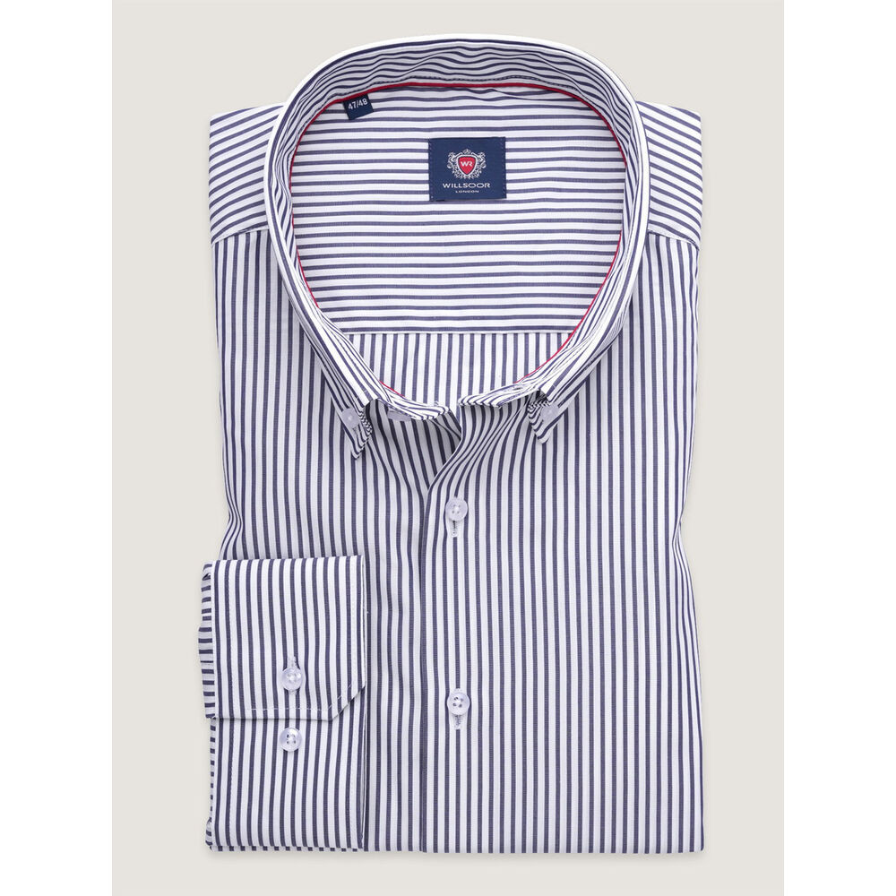 Pánska klasická košeľa s modro-bielym prúžkovaným vzorom 17866